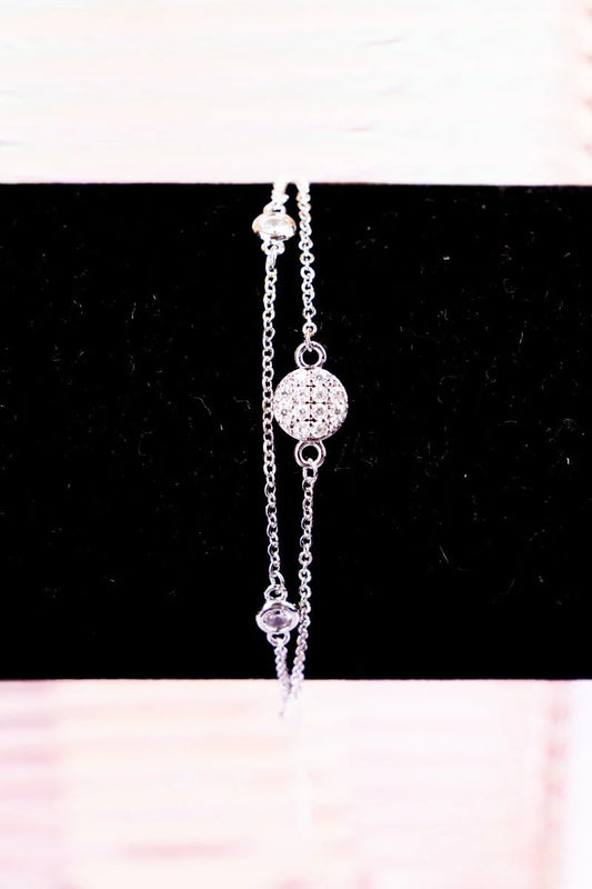 Crystal Avenue Delilah Double Silvertone Link Chain Bracelet