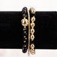 Evelin Goldtone Black & Rhinestone Bead Bracelet Set