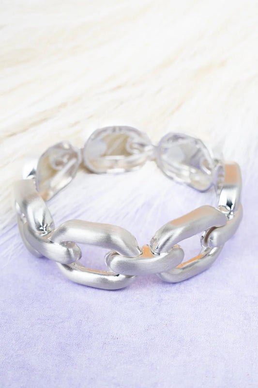 West Shore Luxe Remix Silvertone Linked Stretch Bracelet