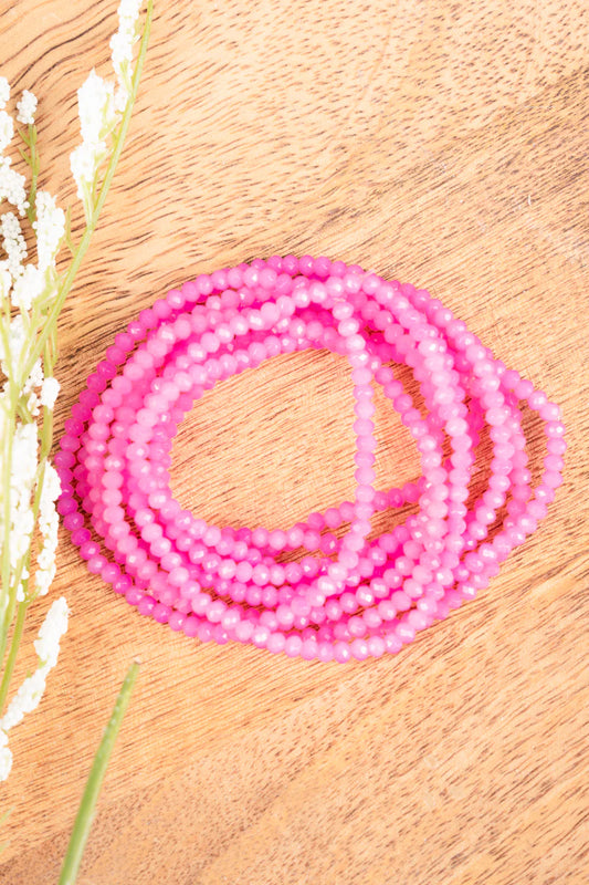 Feeling Happy Bubblegum Pink Beaded Bracelet Set