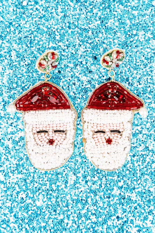 Good Ole Santa Claus Seed Bead Earrings