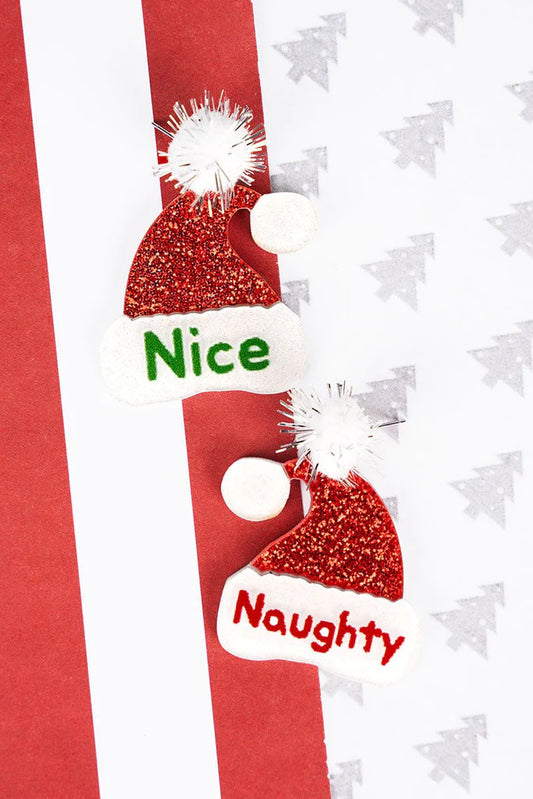 Viola Red Naughty Nice Acrylic Earrings