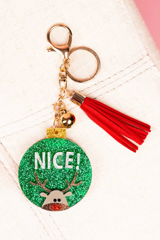 Viola Red Nose 'Nice!' Green Acrylic Keychain