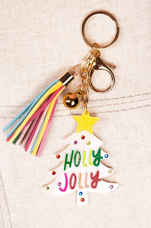 Viola White 'Holly Jolly' Acrylic Tree Keychain