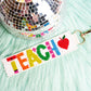 Viola Teach White Multi Sequin Wristlet Keychain