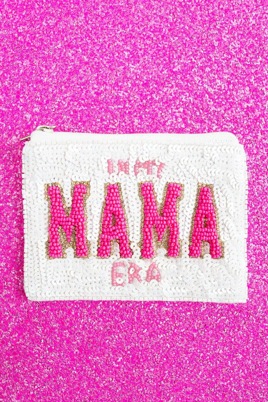 Viola White with Pink 'Mama Era' Shimmering Coin Purse