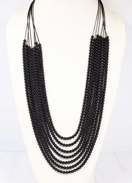 Lauderdale Beaded Multi Strand Necklace BLACK