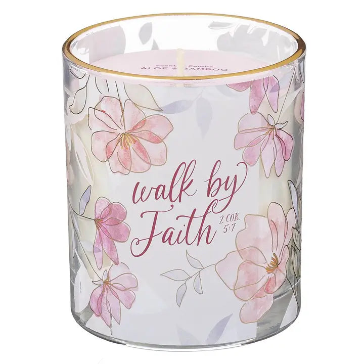 Glass Candle Walk By Faith 2 Cor. 5:7