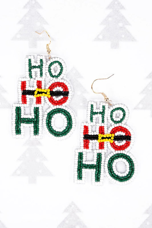 Christmas 'HoHoHo' Seed Bead Earrings