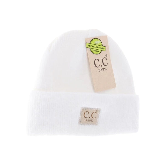 Baby C.C Suede Patch Beanie Hat White