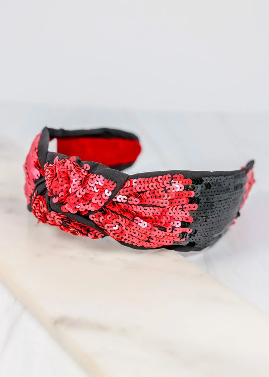 Sanders Sequin Headband BLACK RED