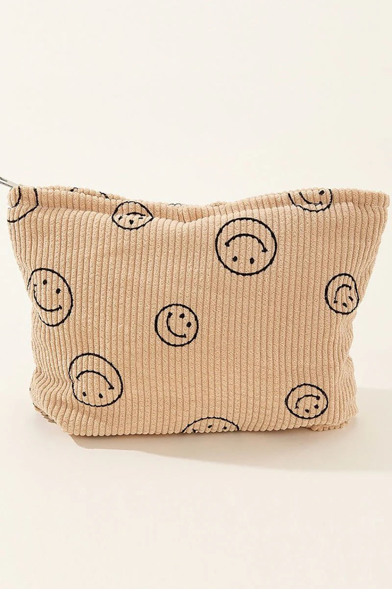 Zenana Happy-Go-Lucky Beige Corduroy Cosmetic Pouch