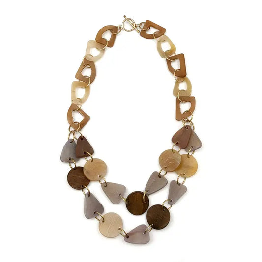 Omala Natural Beige Collection Necklace - Triangles & Discs