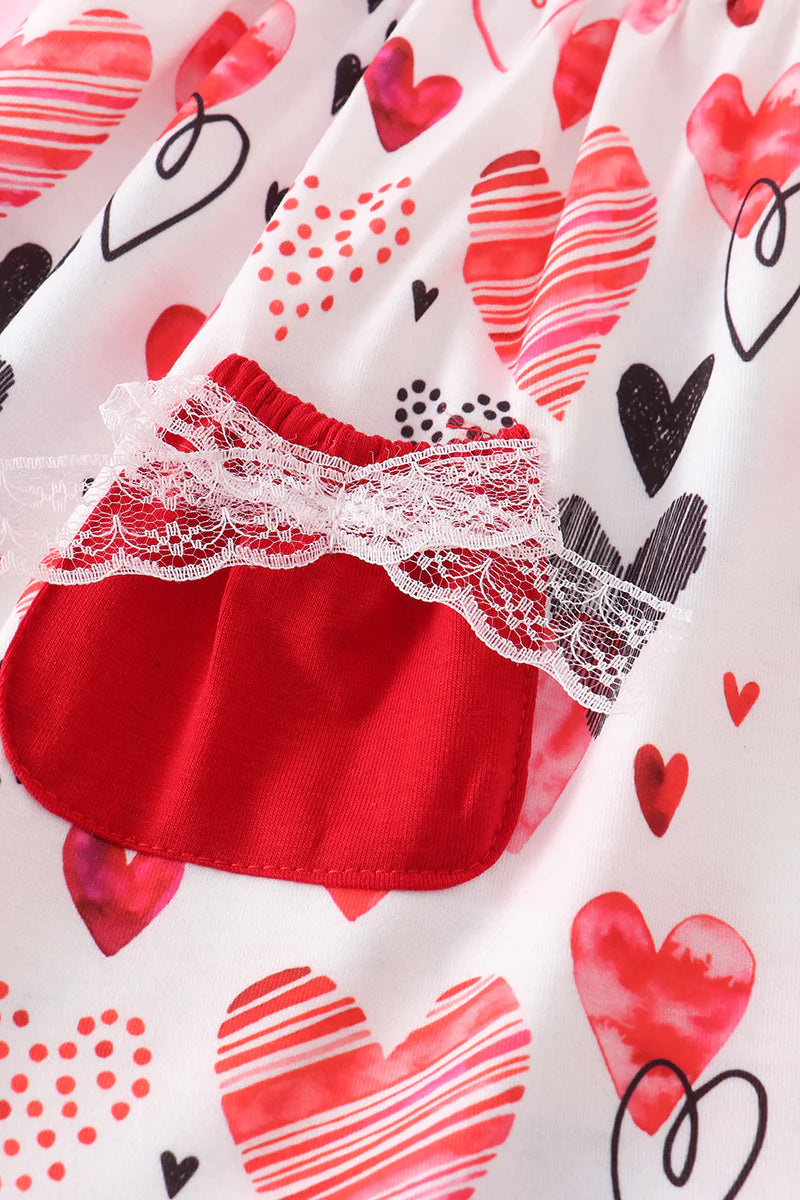 Girls Pink Valentine's Day Heart Pocket Dress