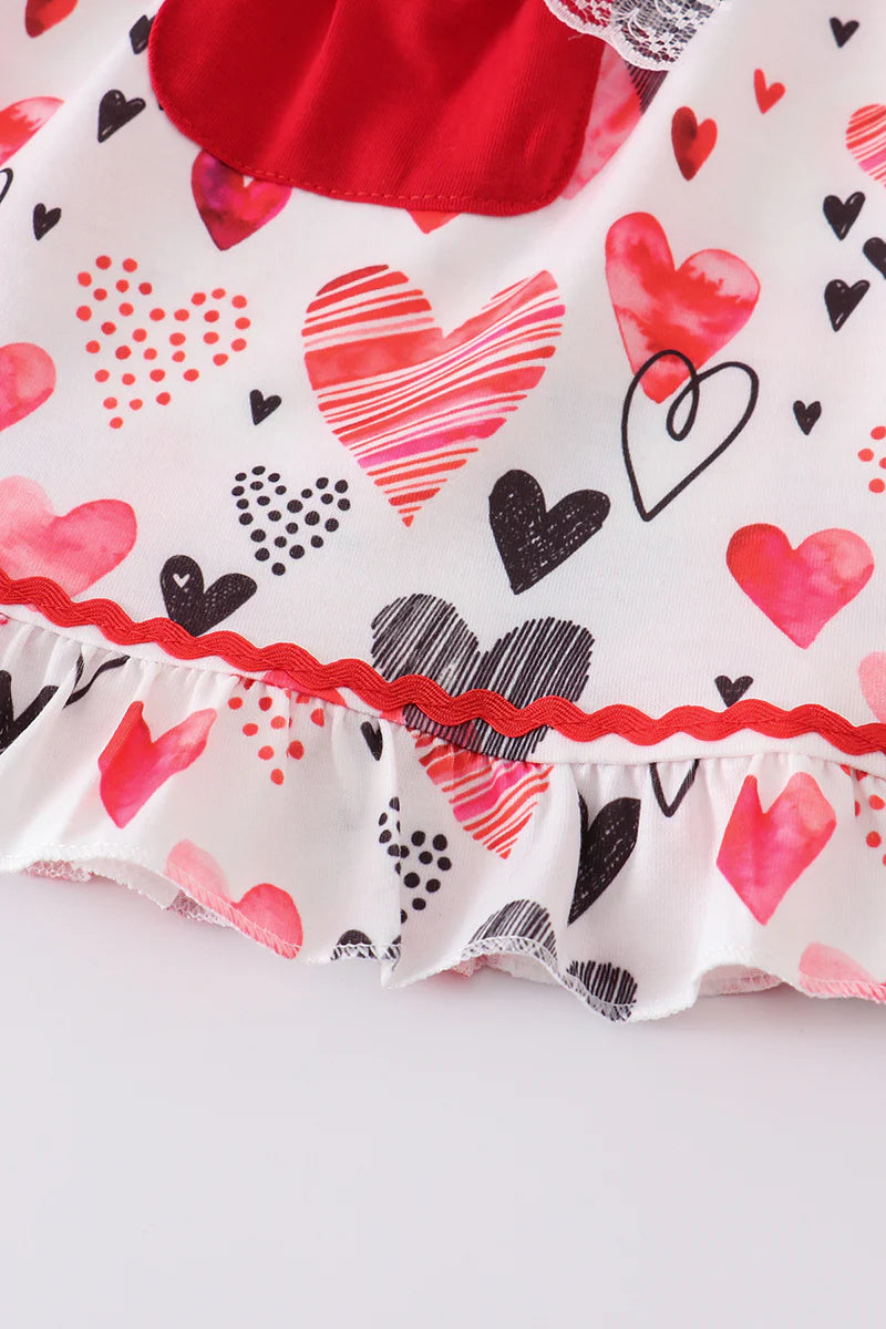 Girls Pink Valentine's Day Heart Pocket Dress