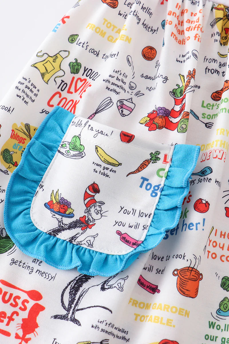 Girls Dr. Seuss Embroidered Pocket Dress