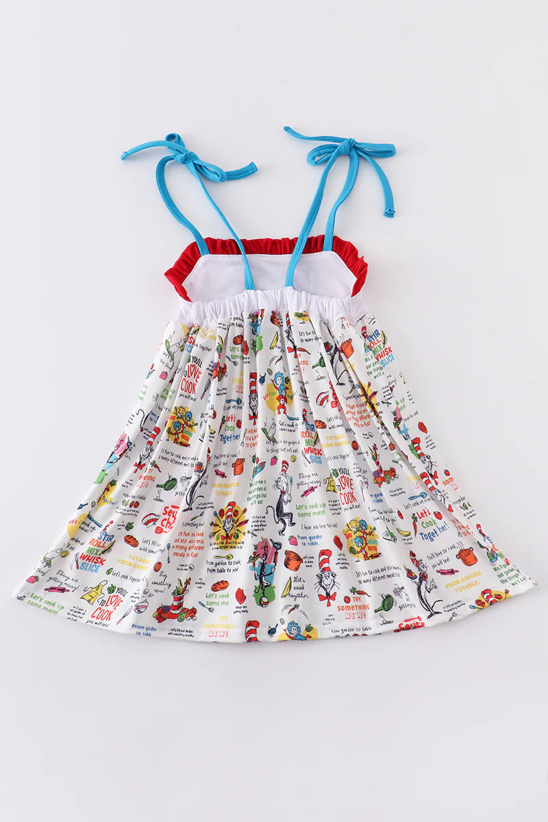 Girls Dr. Seuss Embroidered Pocket Dress