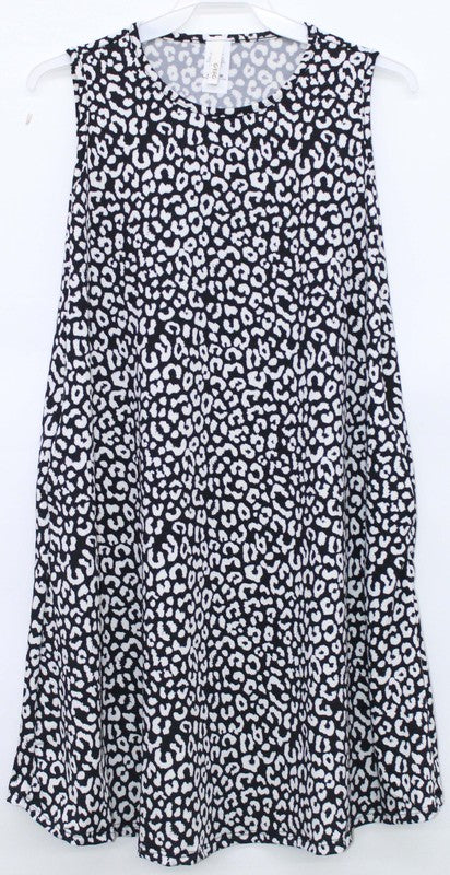 Girls Leopard Print Tunic Dress Black
