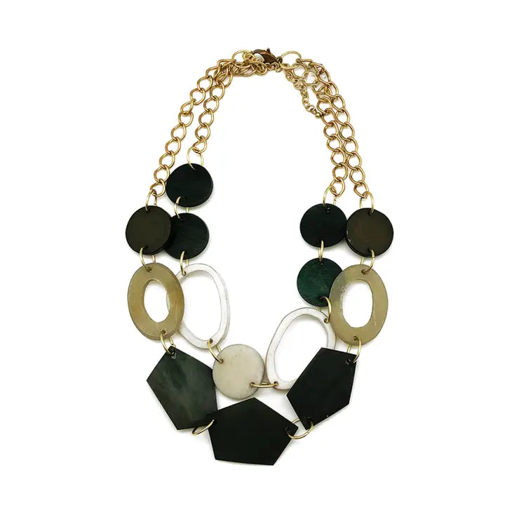 Omala Misty Greens Collection - Geometric Bib Necklace