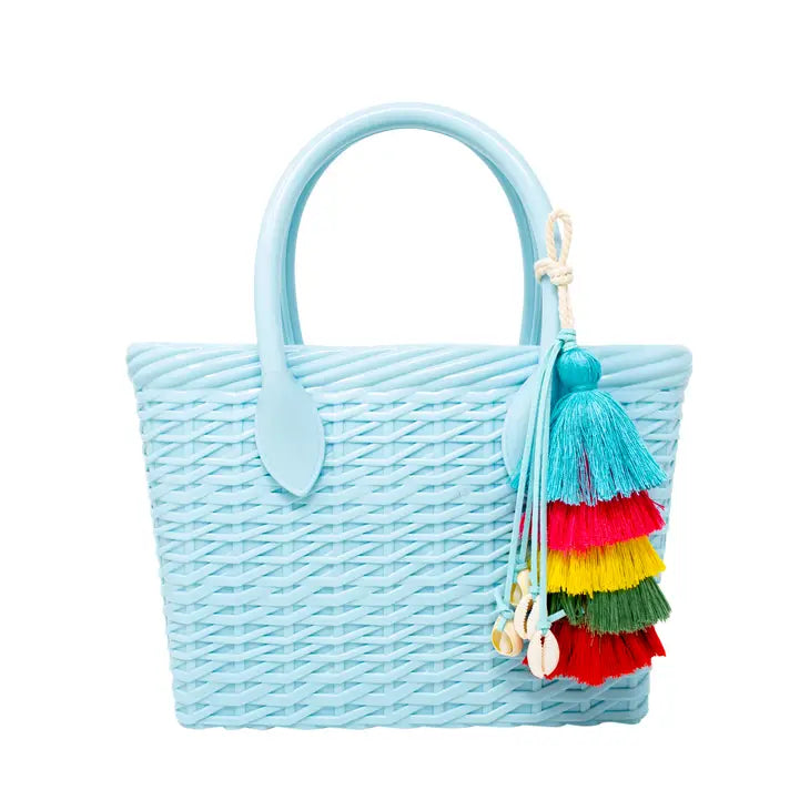 Sky Blue Jelly Weave Tote Bag