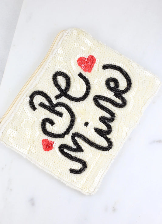 Be Mine Embellished Pouch Ivory