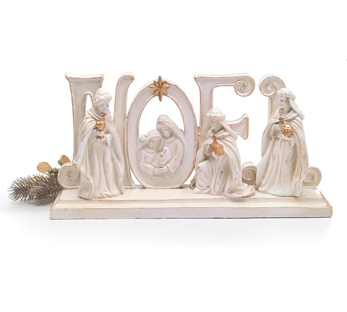 Noel Nativity Distressed Shelf Sitter