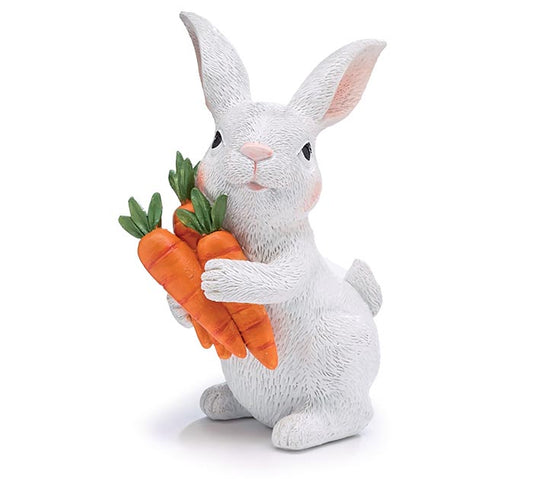 5.5" Resin Bunny With Carrots Figurine