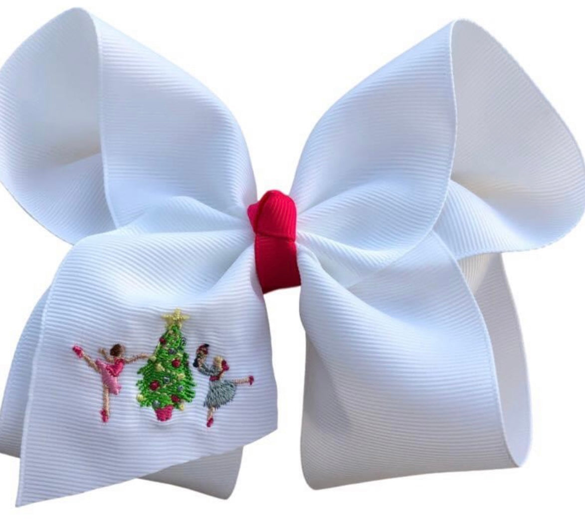 Girls The Nutcracker White With Pink Embroidered Bow