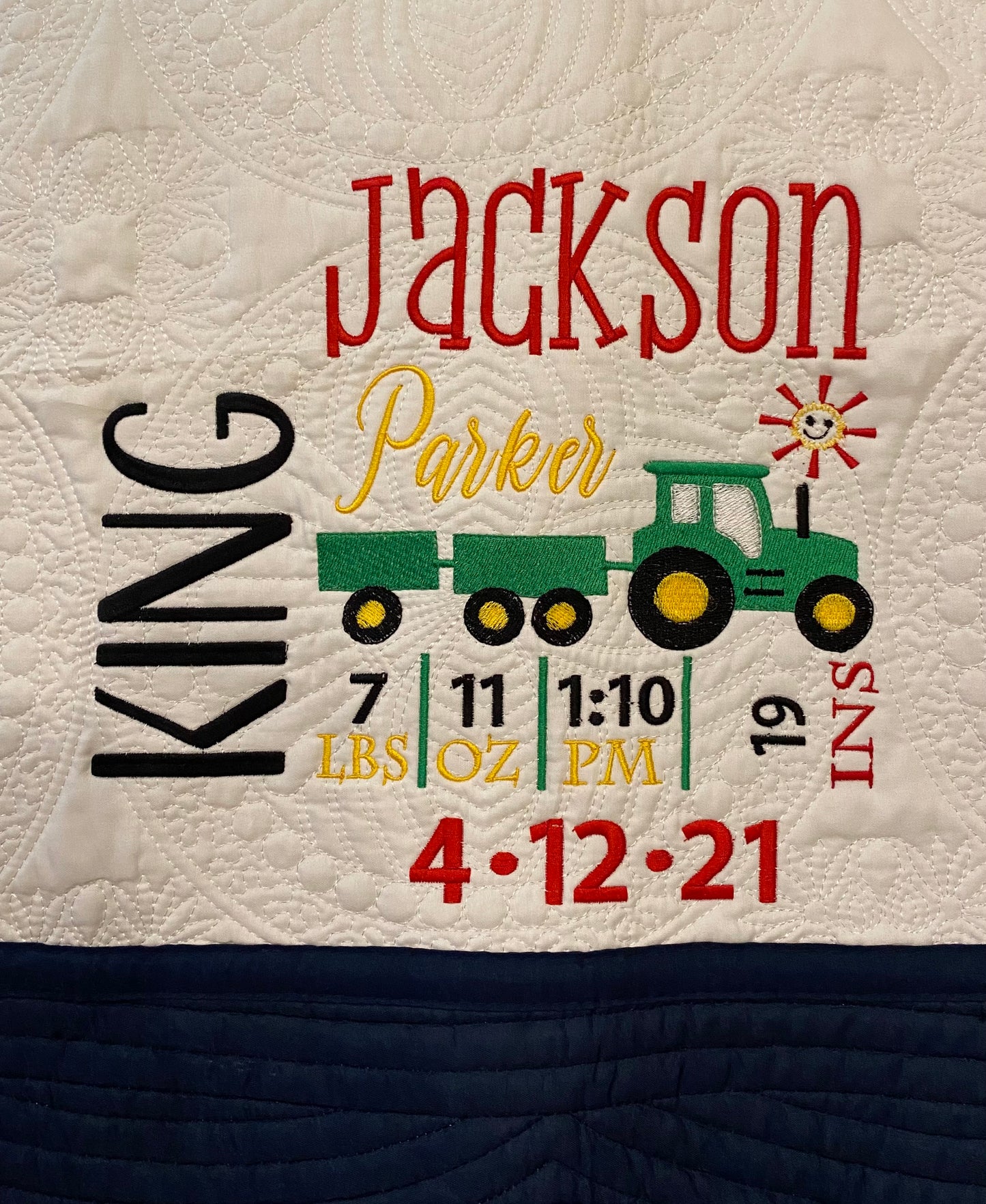 John Deere Tractor Heirloom Blanket Newborn Announcement