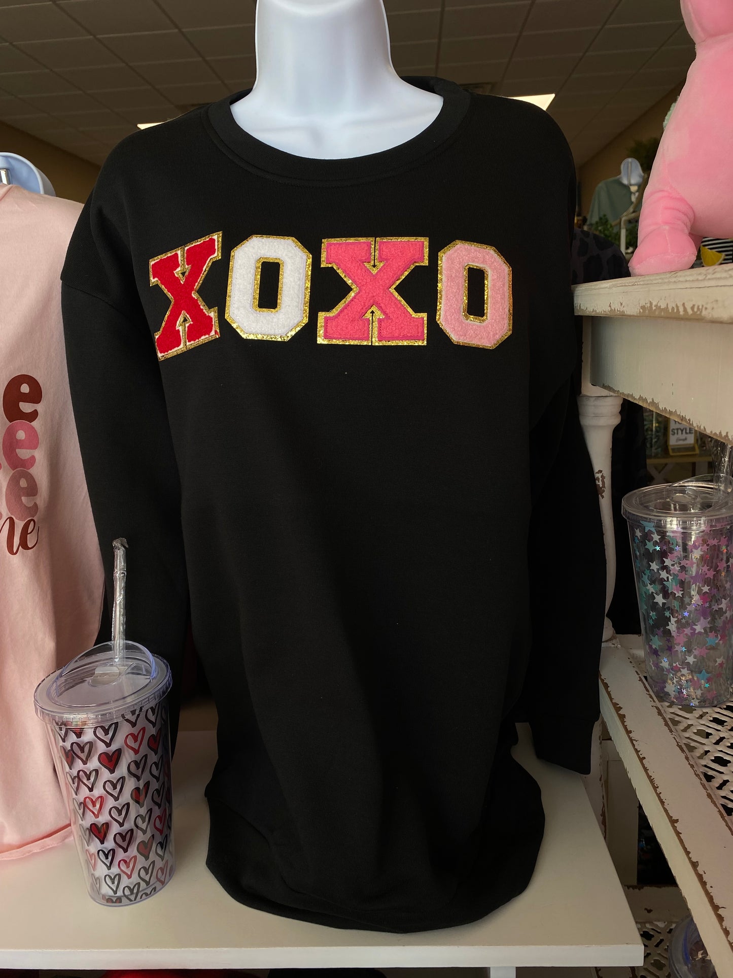 PLUS Womens XOXO Ideal Chenille Sweatshirt Black