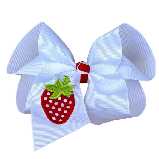Embroidered Strawberry Bow