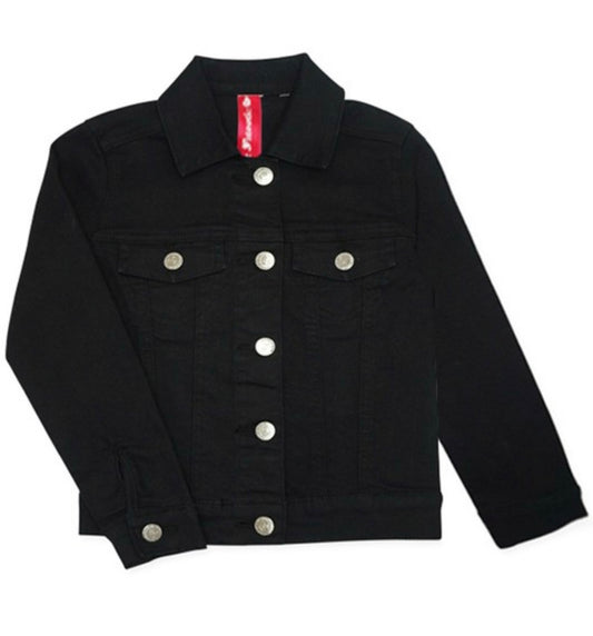 Girls Basic Wash Bulk Denim Jacket Black