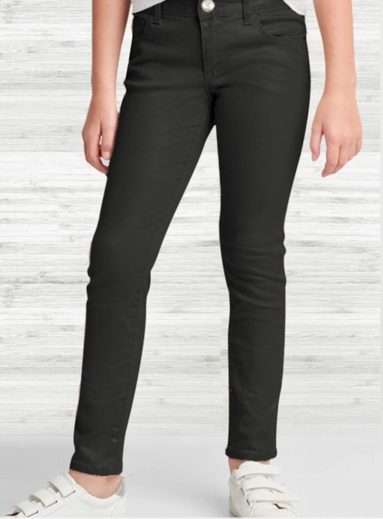 Girls Black Soft Twill Stretch Pants Regular Fit