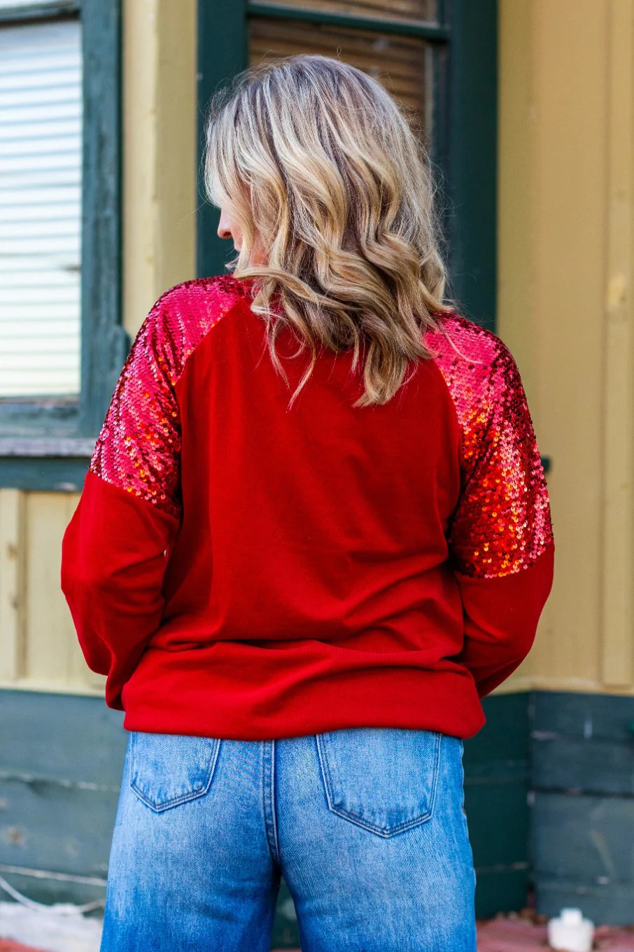 Womens Merry on Sequin Sleeve