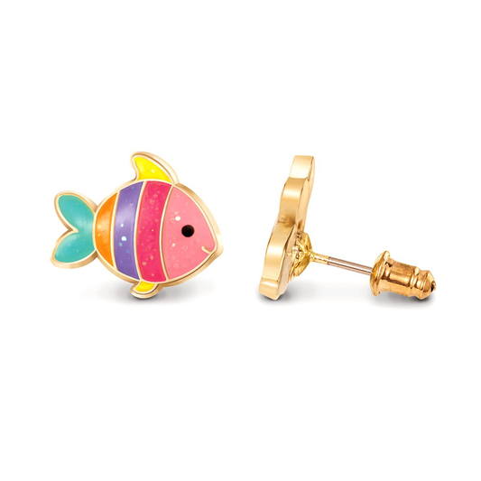 Glitter Rainbow Fish Cutie Stud Earrings