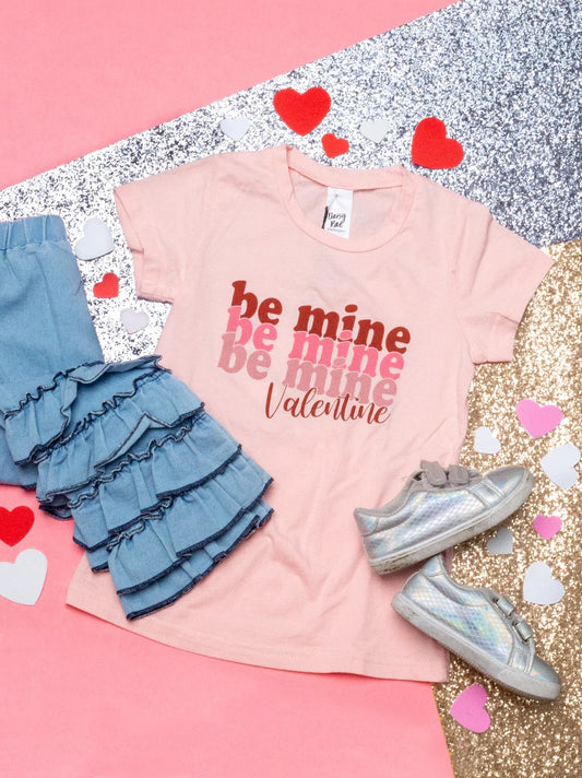 Girls Be Mine On Light Pink Crewneck Tee