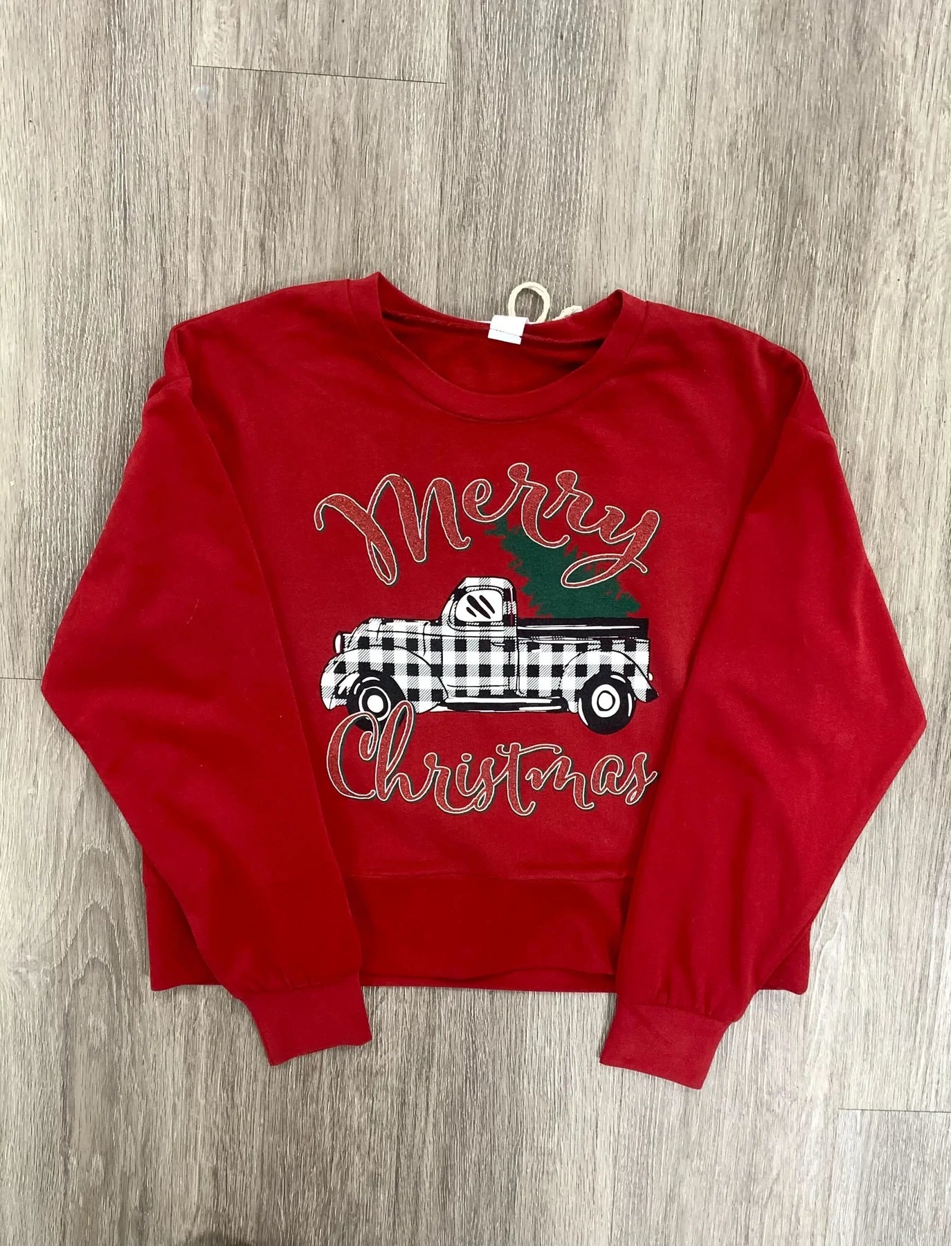 Womens Merry Christmas On Strike Your Interest Red Crop Sweatshirt