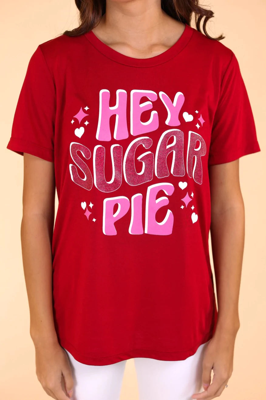 Womens Hey Sugar Pie On Crimson Tee