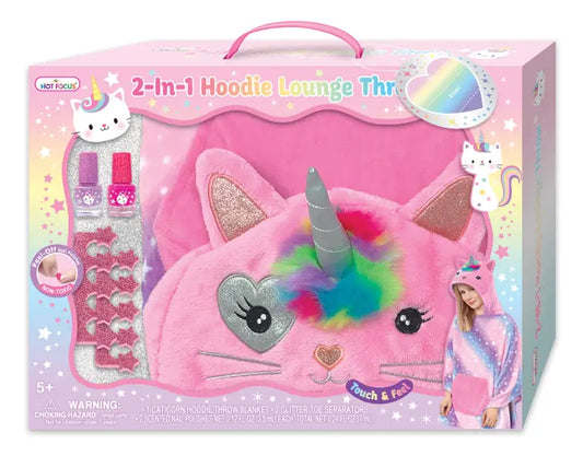2-IN-1 Hoodie Lounge Throw, Caticorn