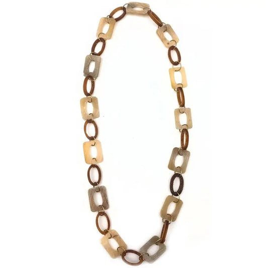 Omala Natural Beige Collection necklace - Rectangles Ovals