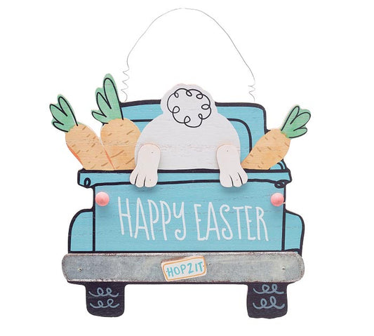 Happy Easter Bunny Bottom Truck Wall Hanging