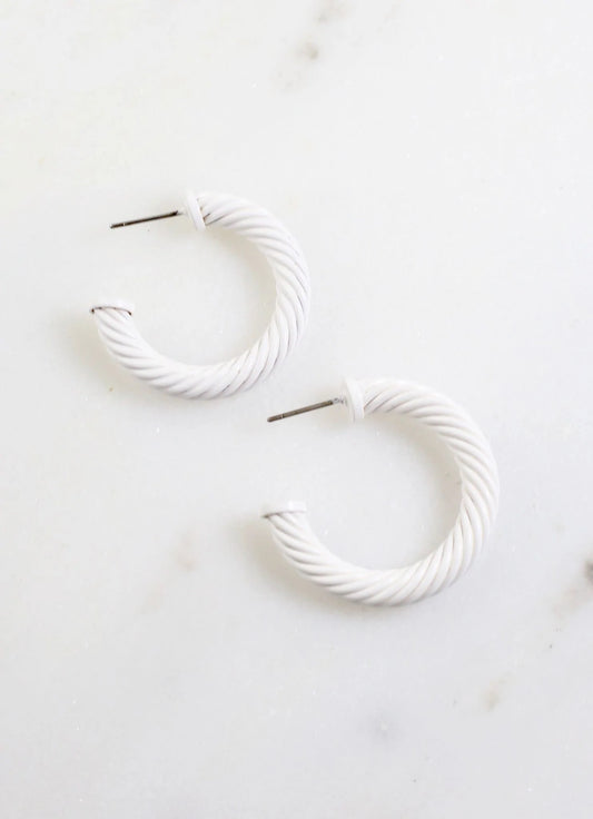 Burnett Cable Hoop Earrings White