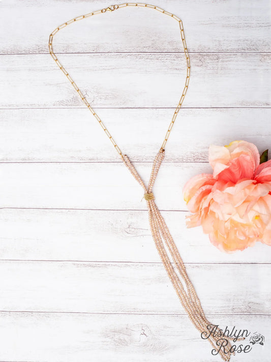 Champagne Pop Pink Crystal Beaded Necklace