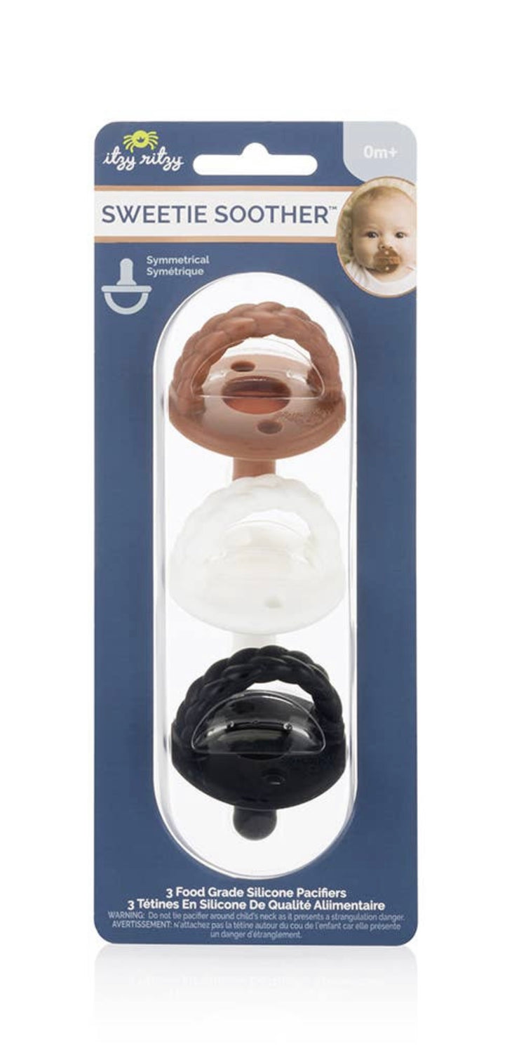 Sweetie Soother Cable Pacifier, Set Of 3, Coffee/Cream