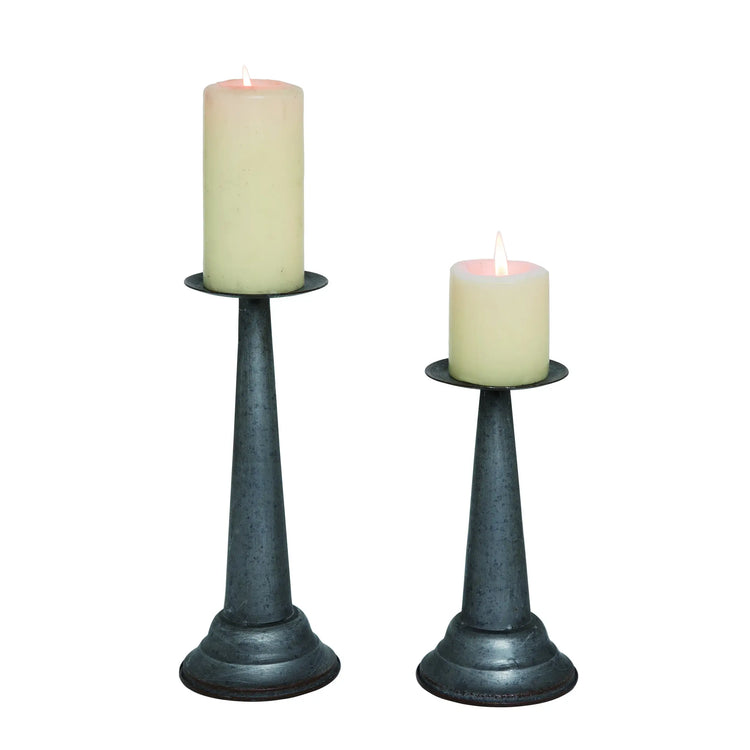 Metal Farmhouse Pillar Candle Holders (Set of Two)