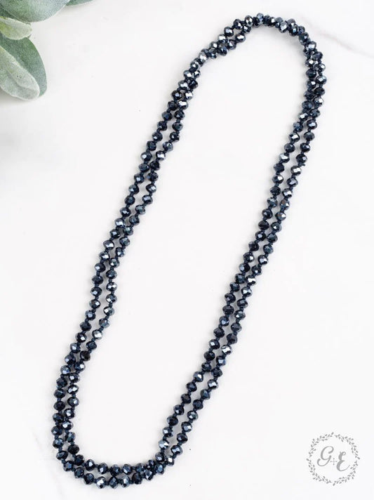 The Essential 60" Double Wrap Beaded Necklace, Iridescent Midnight Blue