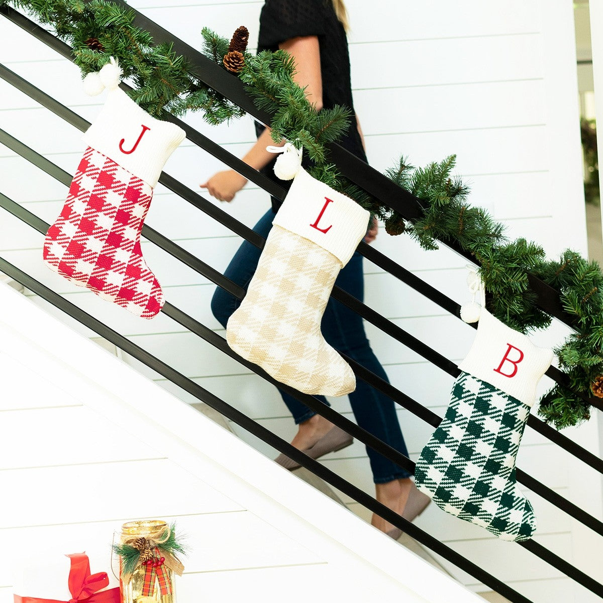 Viv & Lou Red Check Knit Stocking