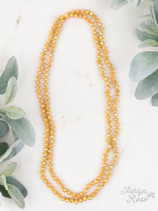 The Essential 60" Double Wrap Beaded Necklace, Mustard