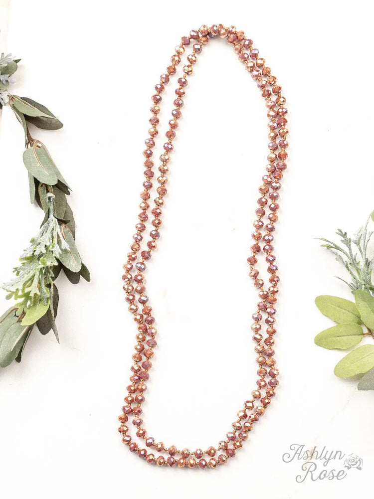 The Essential 60" Double Wrap Beaded Necklace, Rose Copper