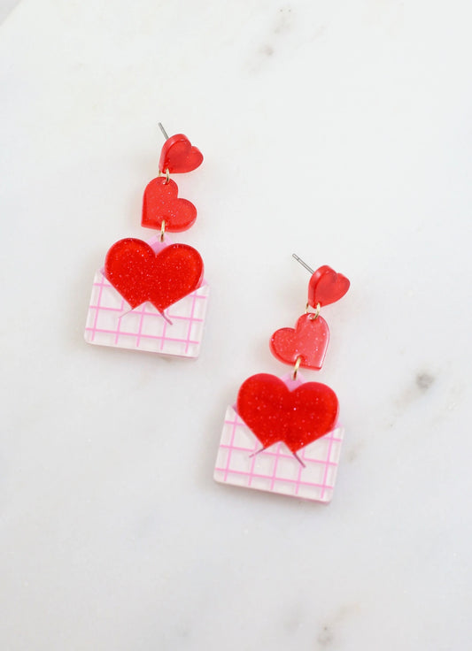 Love Letters Earrings Red